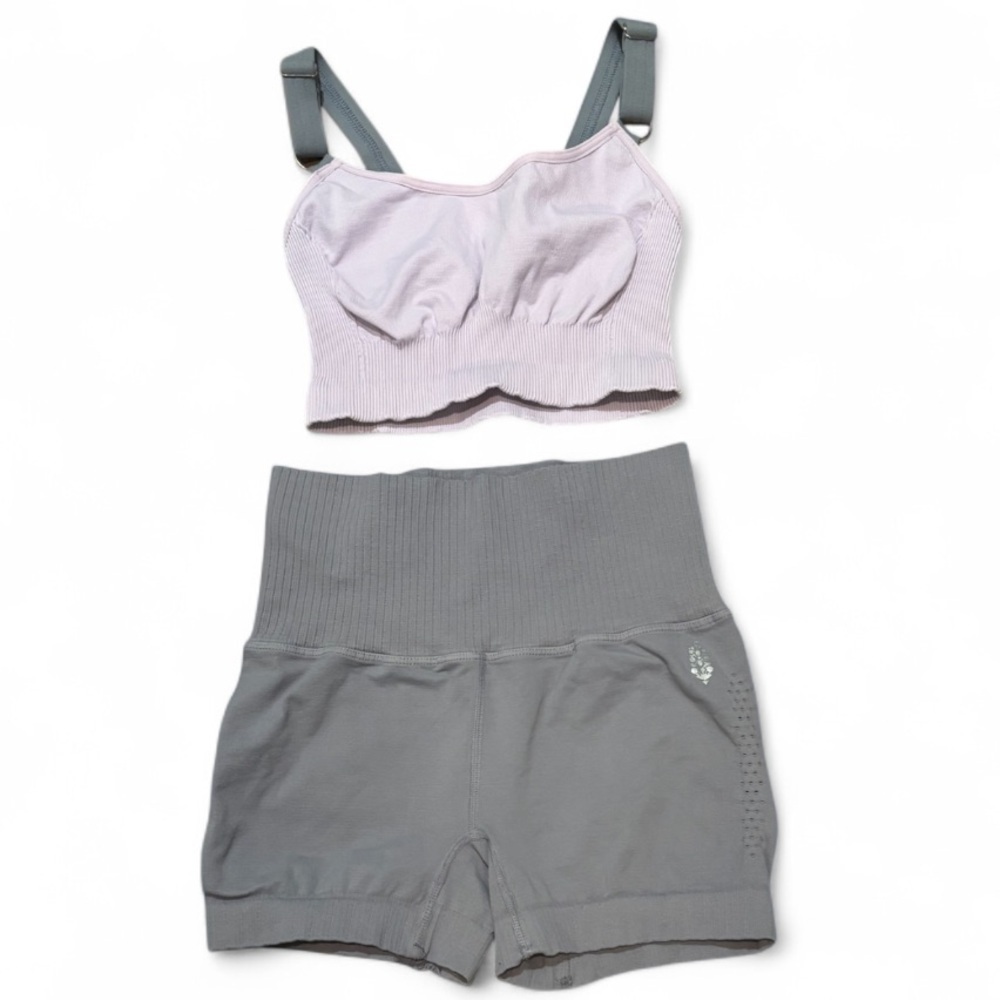 Free People Good Karma Micro Shorts and Adjustable Strap Sports bra NWOT